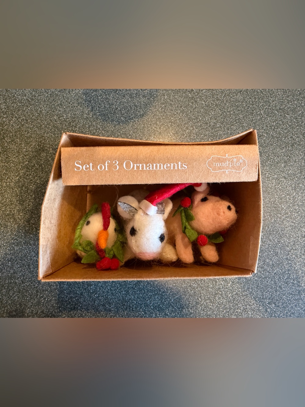 Mud Pie Farm Felt Christmas Ornaments